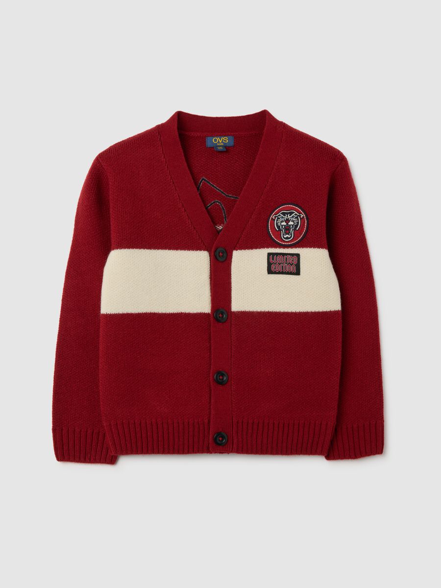 Cardigan da bambino in misto lana multicolor over_0