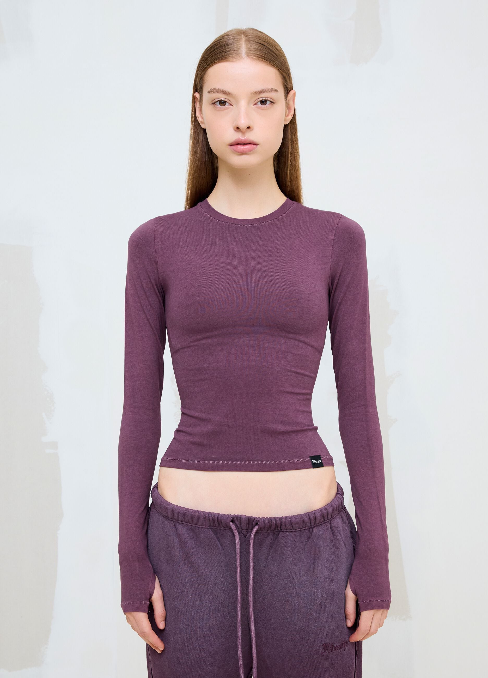 Perfect Washed Burgundy Long-Sleeve Top