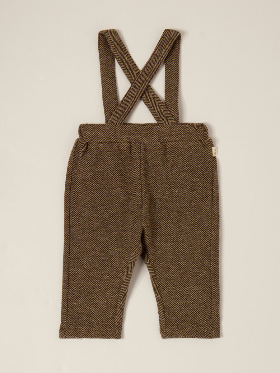 Pantaloni marroni per neonato con bretelle_0