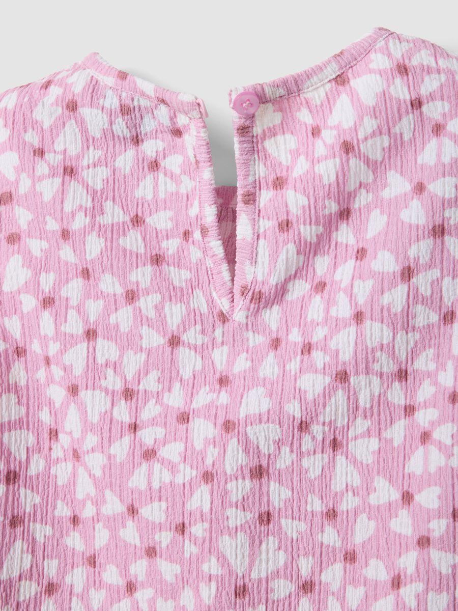 Pink stretch-fabric set with top and shorts_3