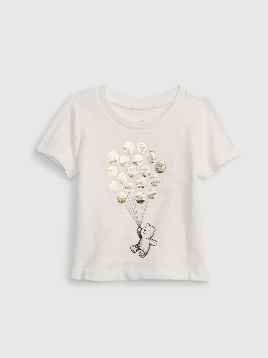 T-shirt in cotone con stampa orsetto_0