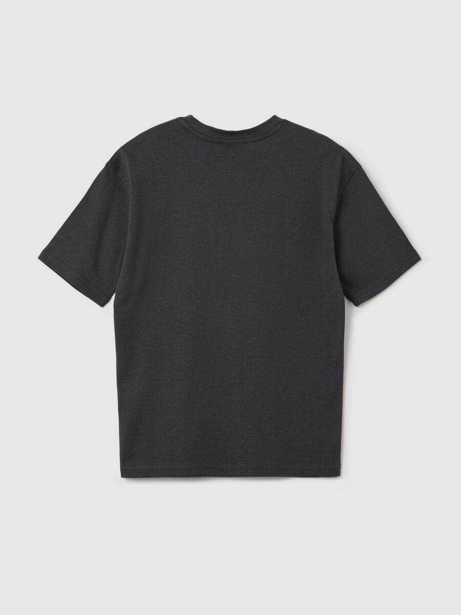 Black cotton T-shirt with Chicago Bulls print_1