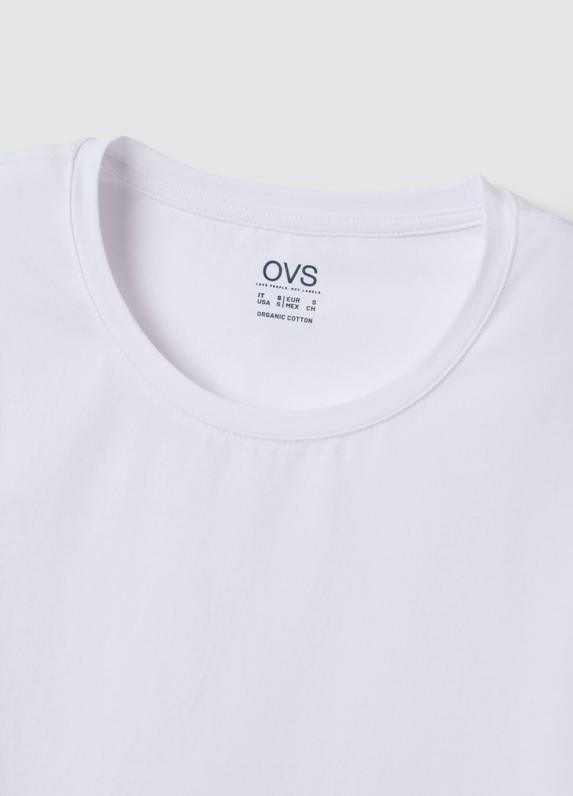 White organic stretch cotton crew-neck T-shirt