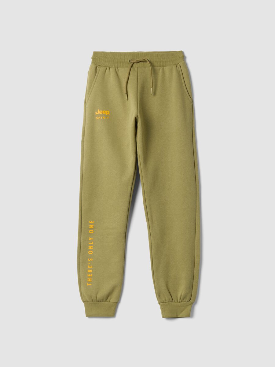 Pantaloni verdi in misto cotone con polsini_0