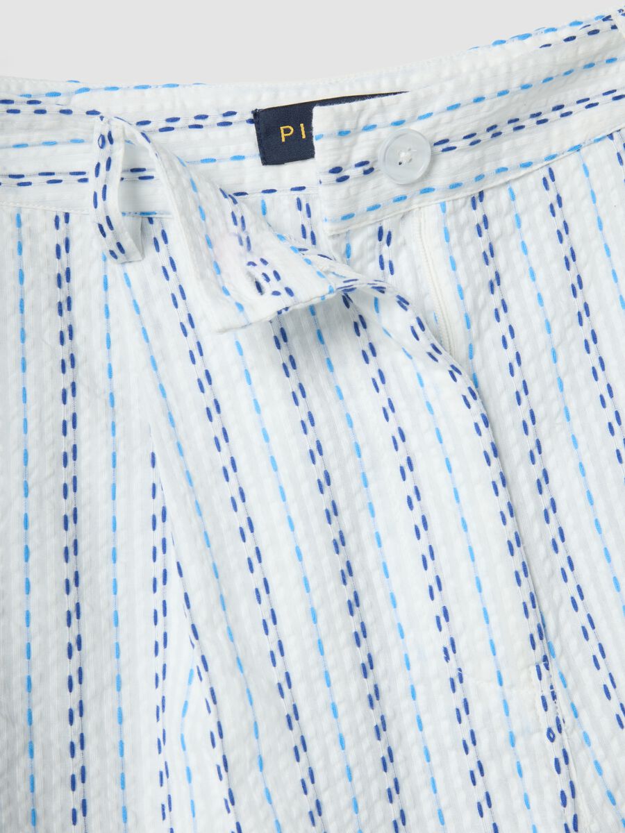 Shorts bianchi in puro cotone a righe_5