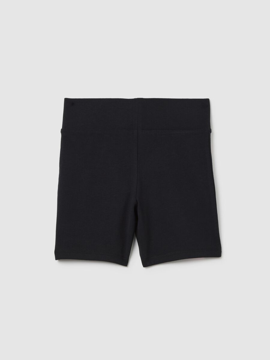 Black Stretch Cotton High-Waisted Skinny Fit Girls' Shorts with Chicago Bulls Logo_4