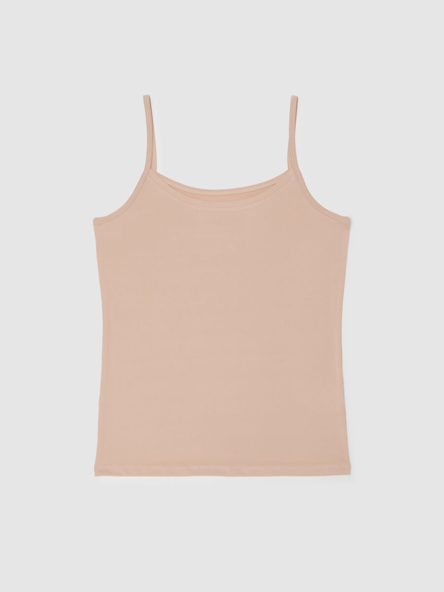 Beige stretch fabric top regular fit_0