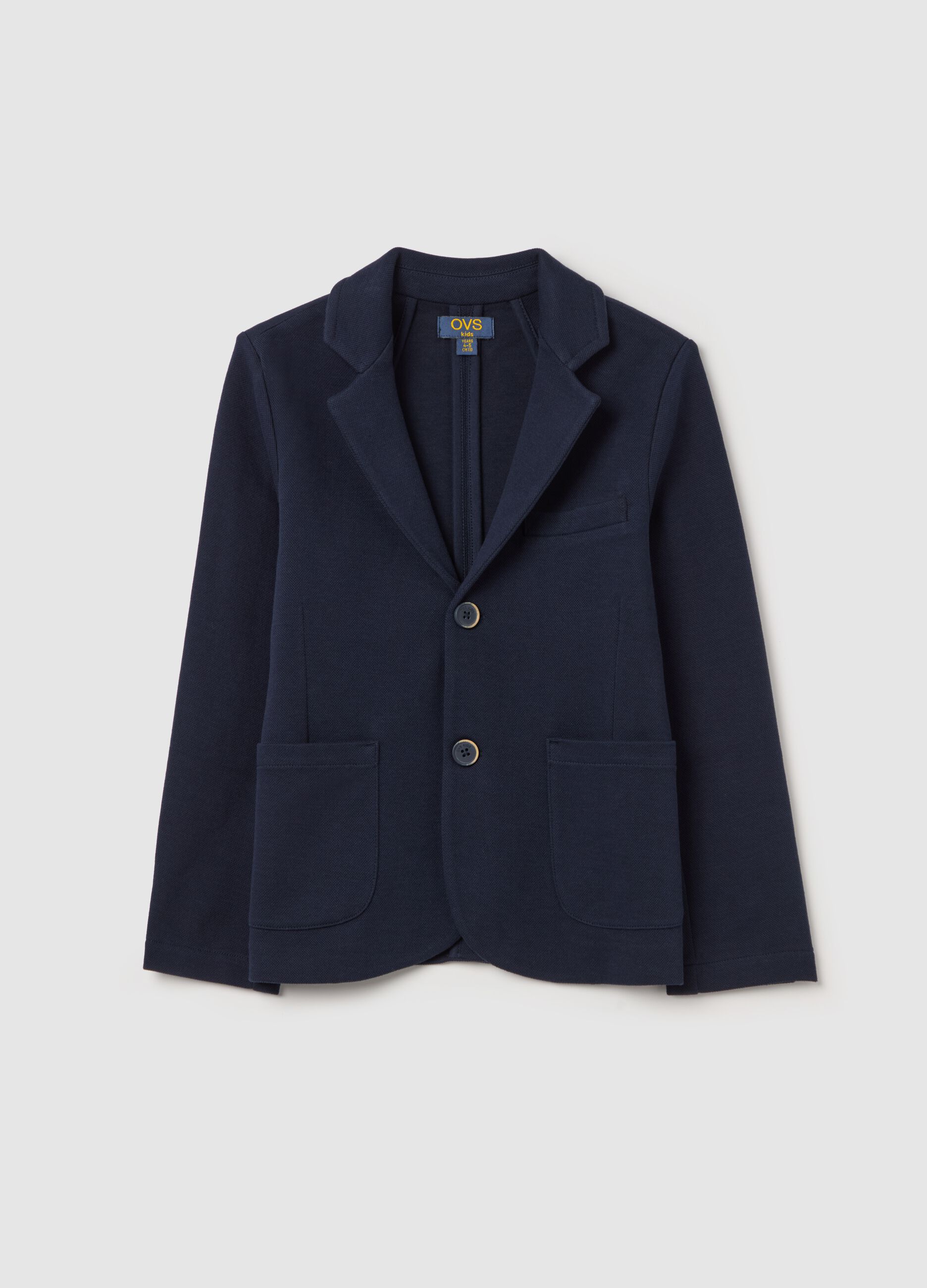 Single-breasted blazer in stretch cotton