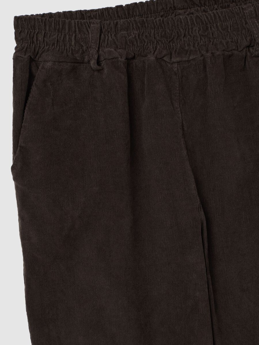 Brown regular fit stretch cotton trousers_5