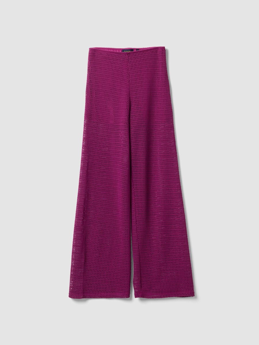 Pantaloni viola palazzo in misto viscosa_4