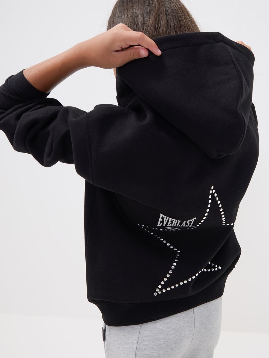 Girls&rsquo; black cotton-blend zip hoodie, regular fit_2
