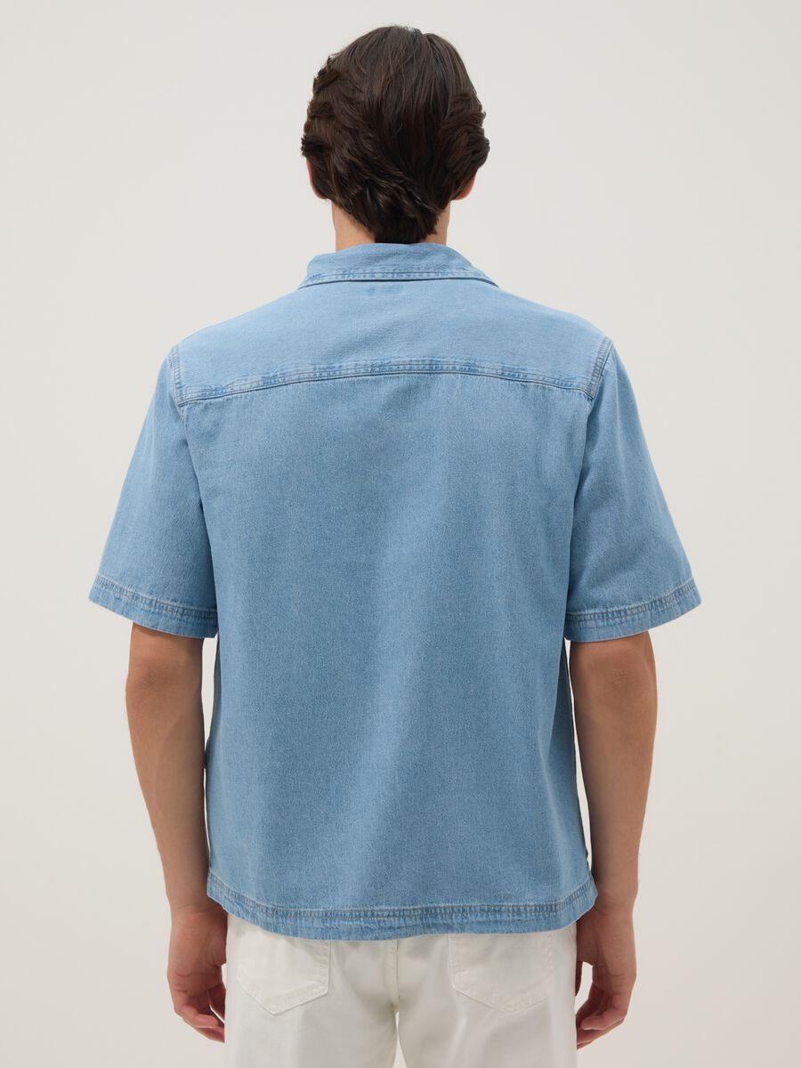 Camicia in puro cotone denim azzurro oversize fit_2