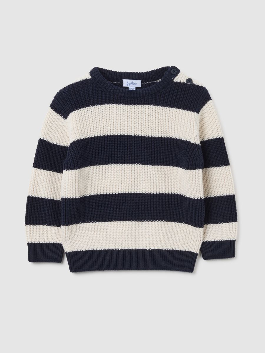 Children's multicolour pure cotton jumper, regular fit with buttons_0