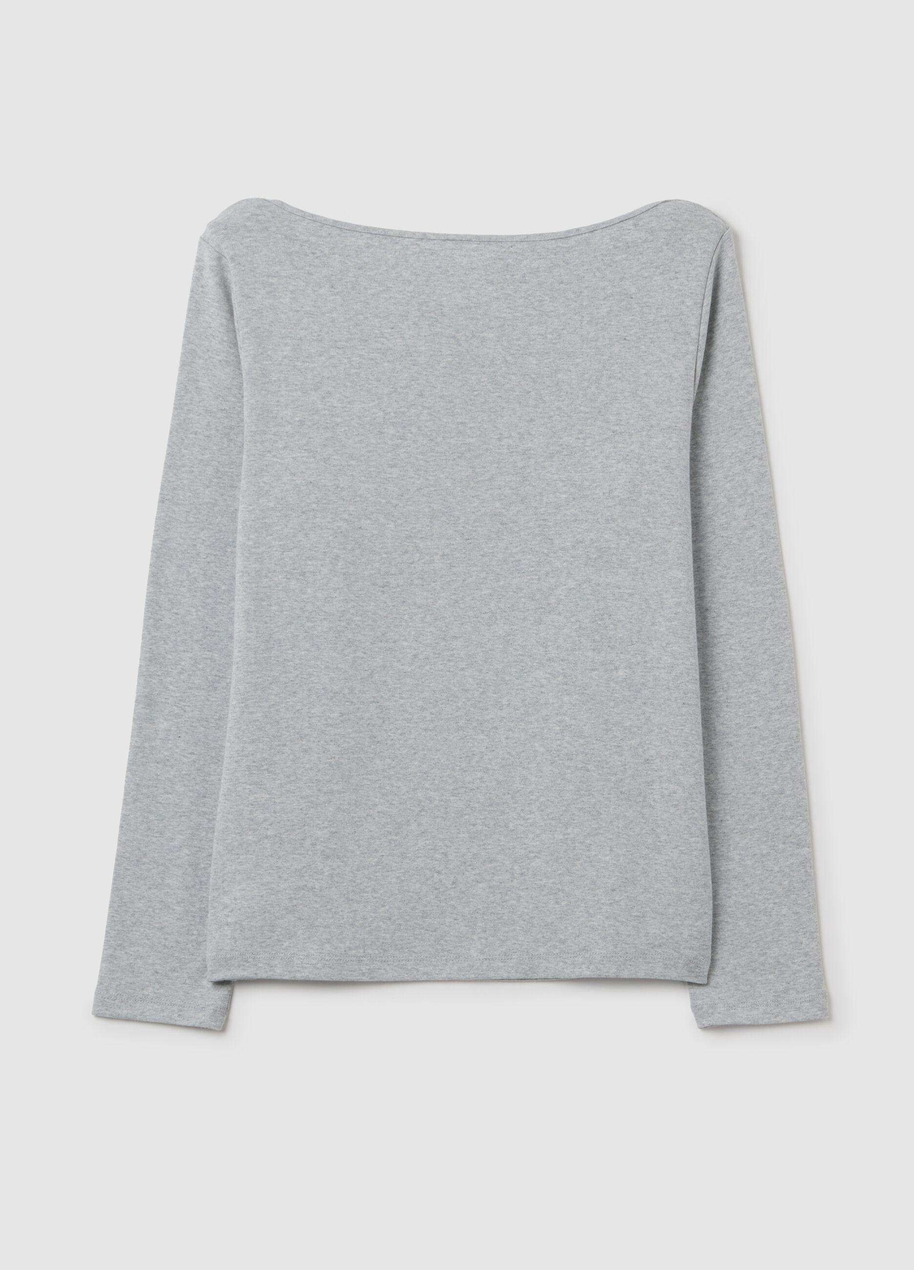 T-shirt in cotton and modal with boat neck