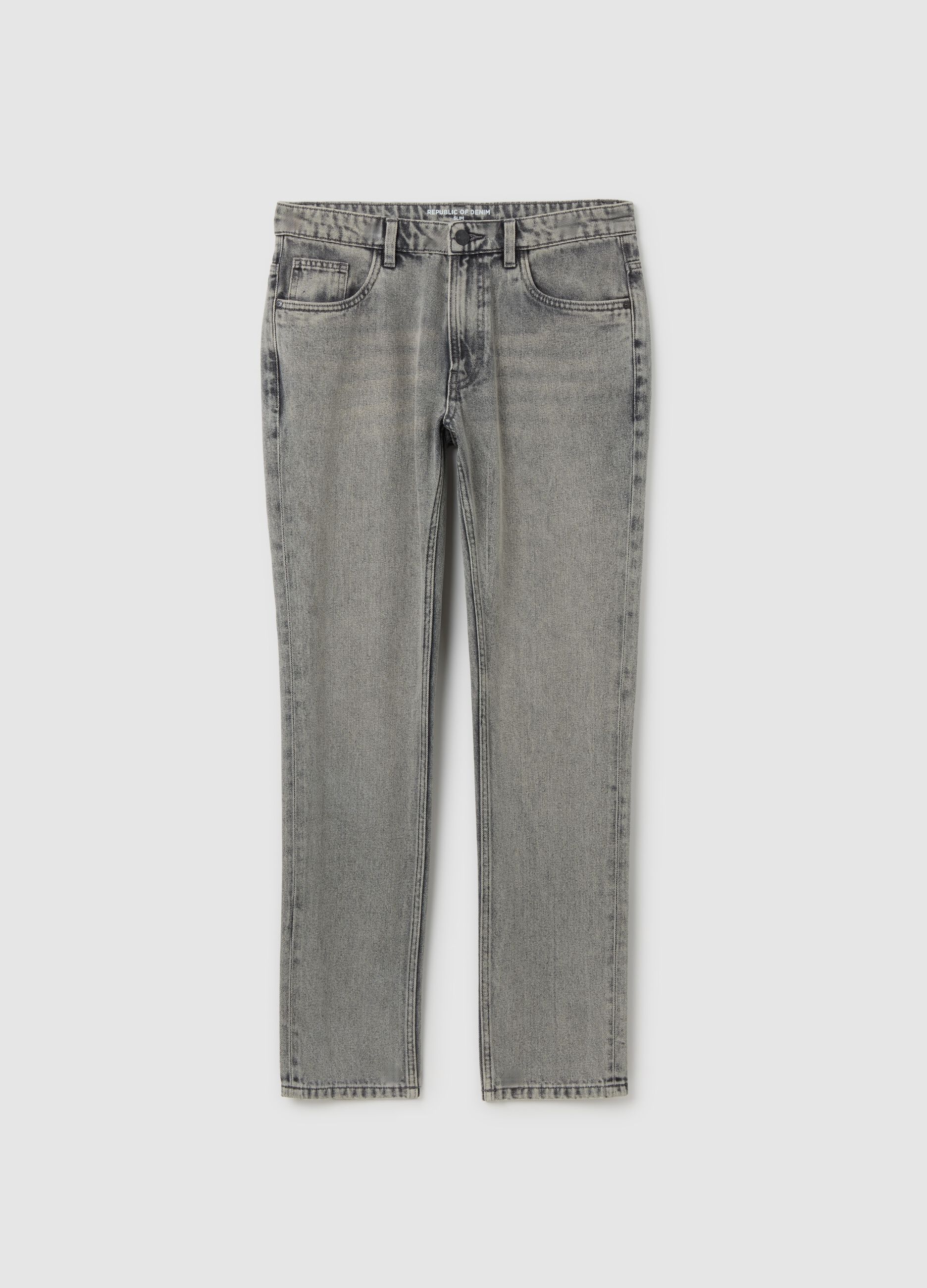 Jeans slim fit grigi in denim 