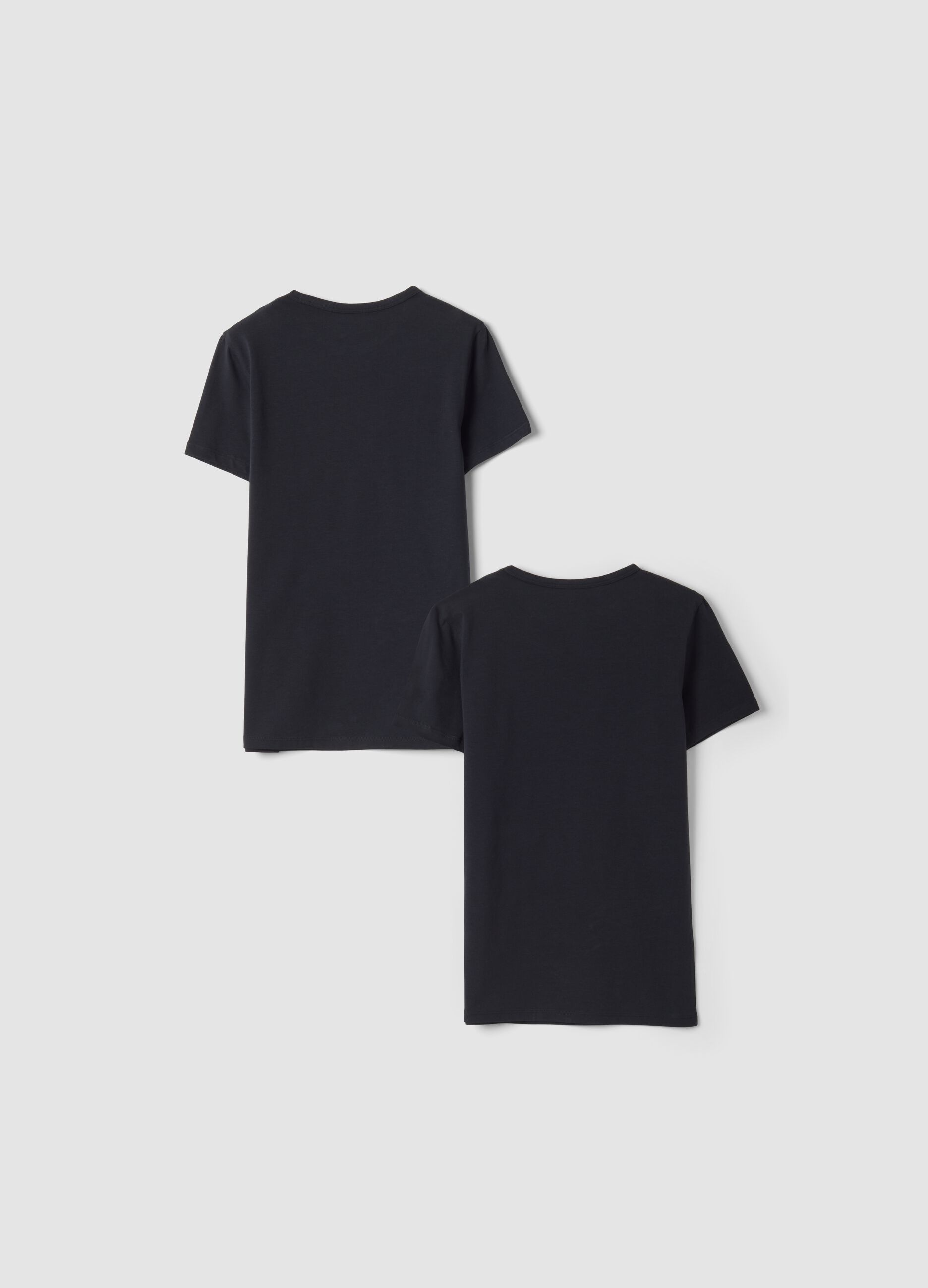 Bipack t-shirt nere in cotone organico elasticizzato girocollo
