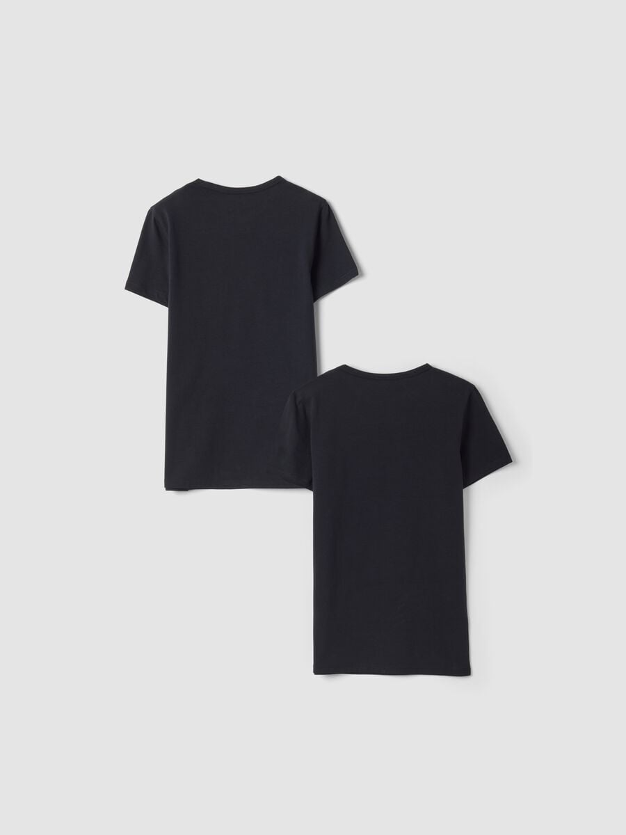 2-pack black crew-neck T-shirts in stretch organic cotton_1