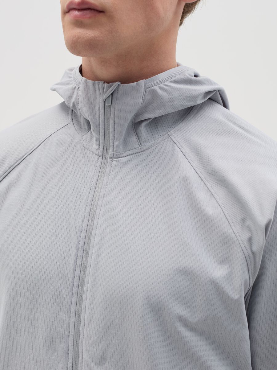 Full-zip sweatshirt in technical fabric with hood_3