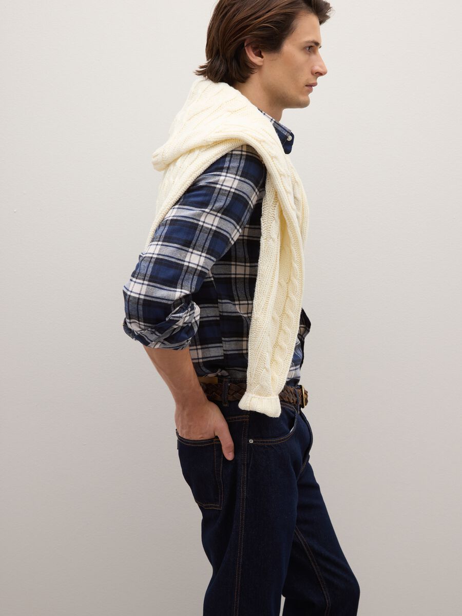 Multicolour checkered shirt in pure cotton, regular fit flannel_0