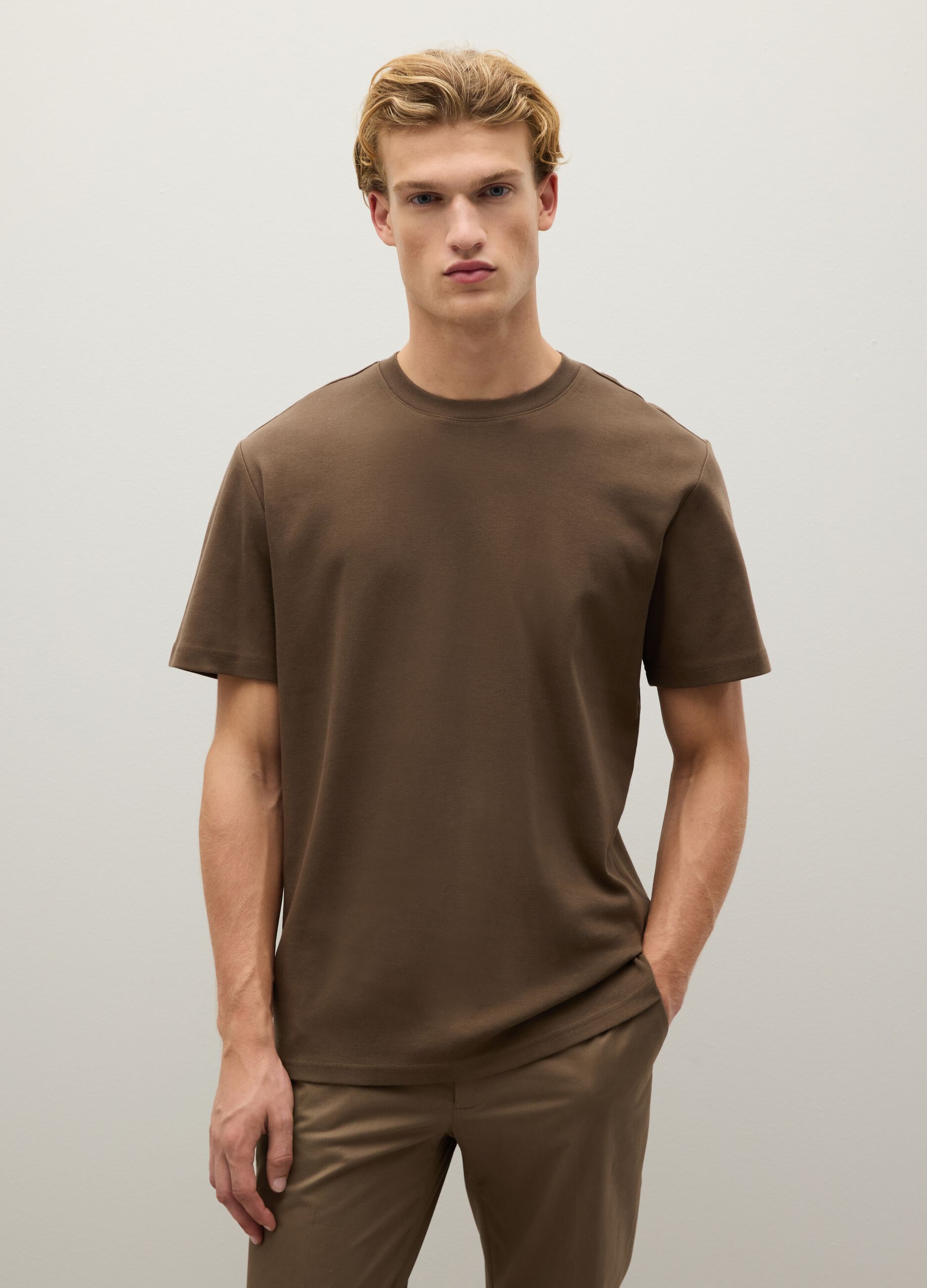 Regular Fit Brown Pure Cotton T-shirt