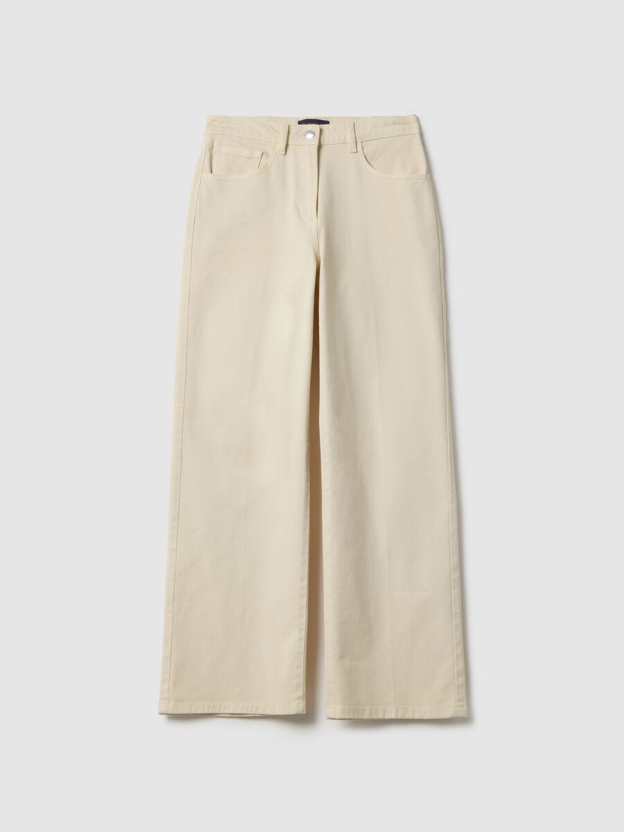 Straight Beige Stretch Cotton Chino Trousers_0