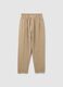 Beige Slouchy Denim Trousers in Pure Cotton_4