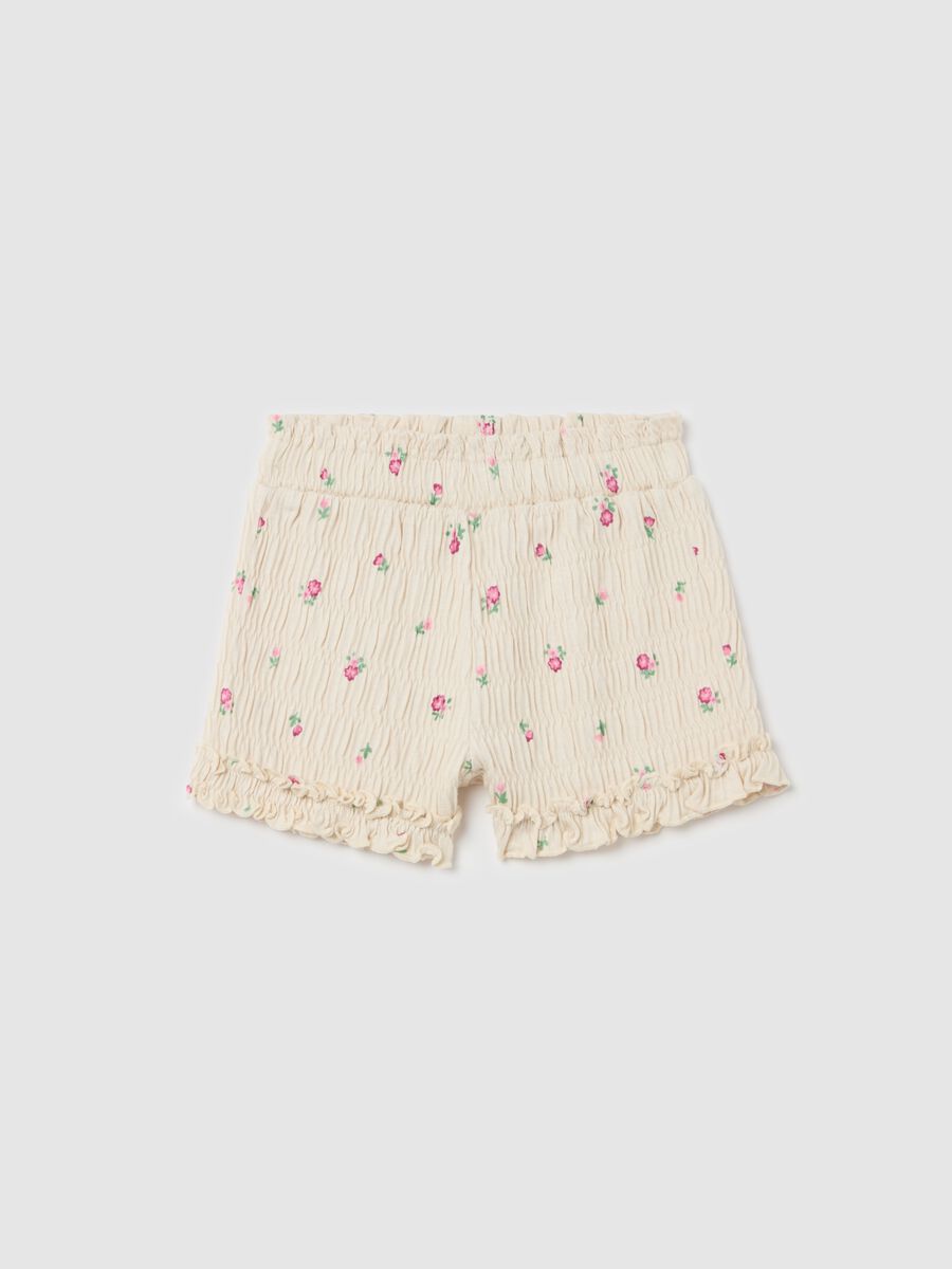 Cotton and modal shorts with flowers print_0