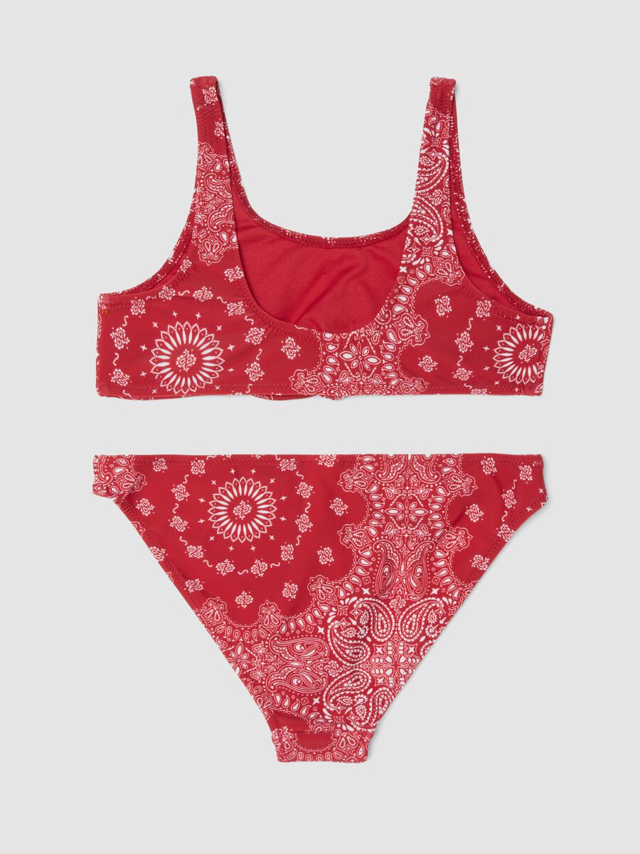 Girls&rsquo; red stretch bikini with paisley print_1