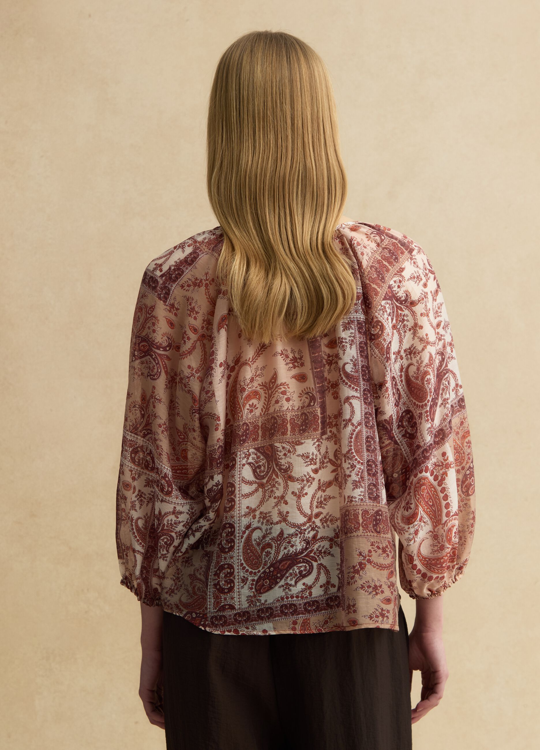 Multicolour regular fit lyocell blend blouse with buttons