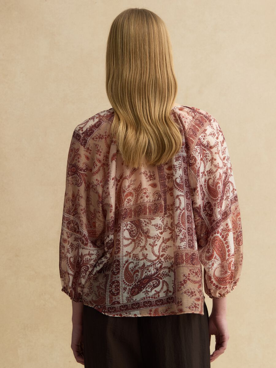 Blusa in misto lyocell multicolor regular fit con bottoni_3