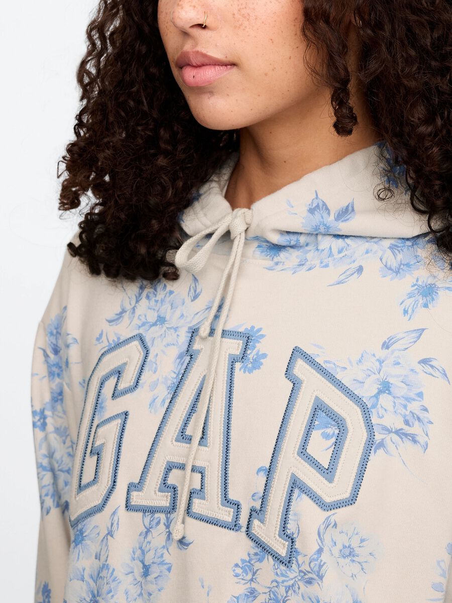 Beige floral sweatshirt with hood_3