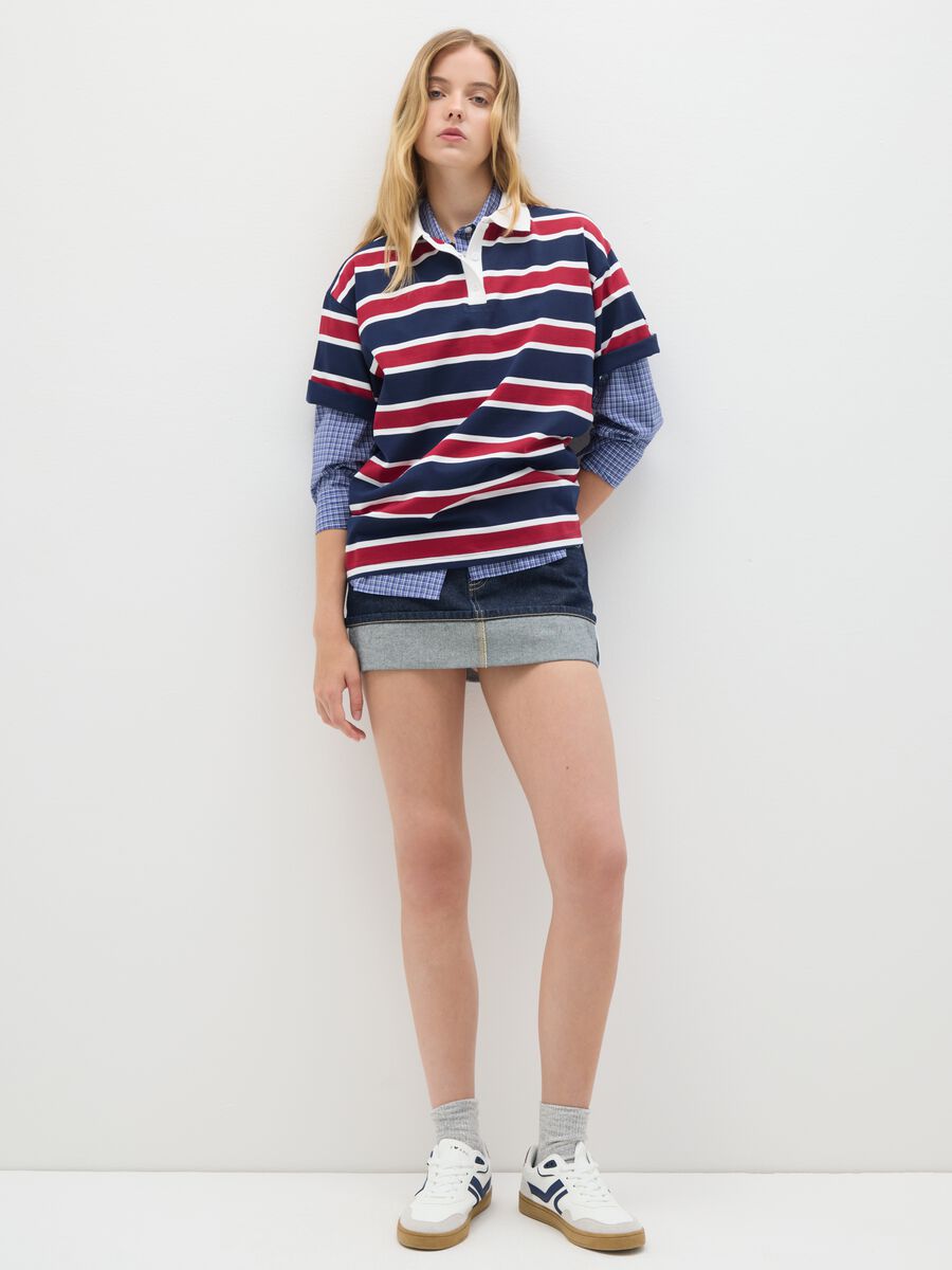 Polo in puro cotone multicolor over fit a righe_1
