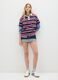 Multicolour pure cotton oversized striped polo_0