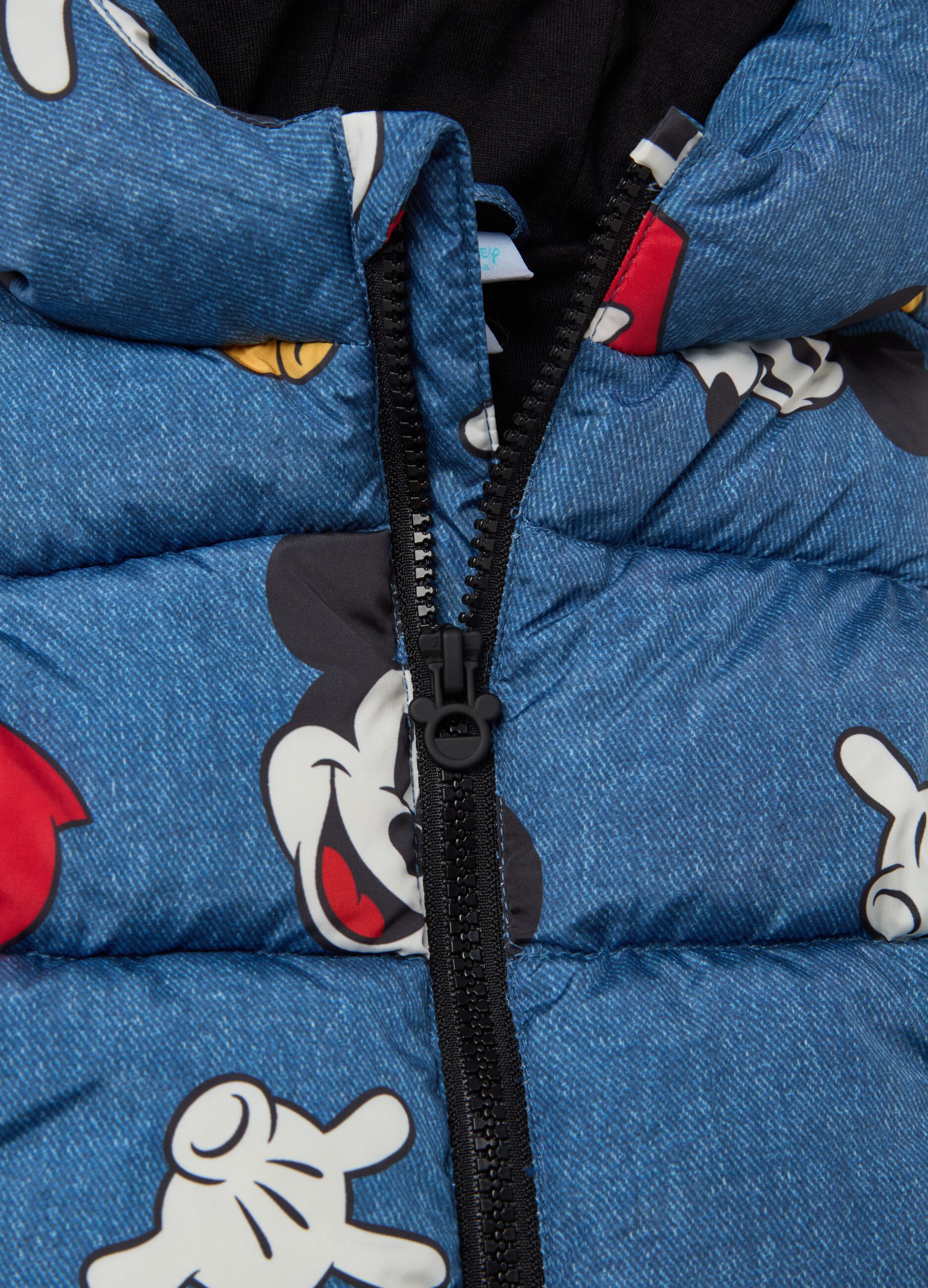 Gilet with hood and Mickey Mouse print