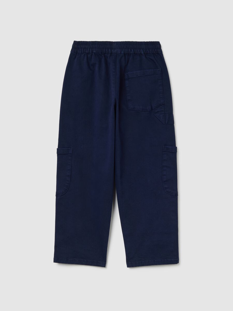 Blue stretch cotton kids' baggy trousers_5