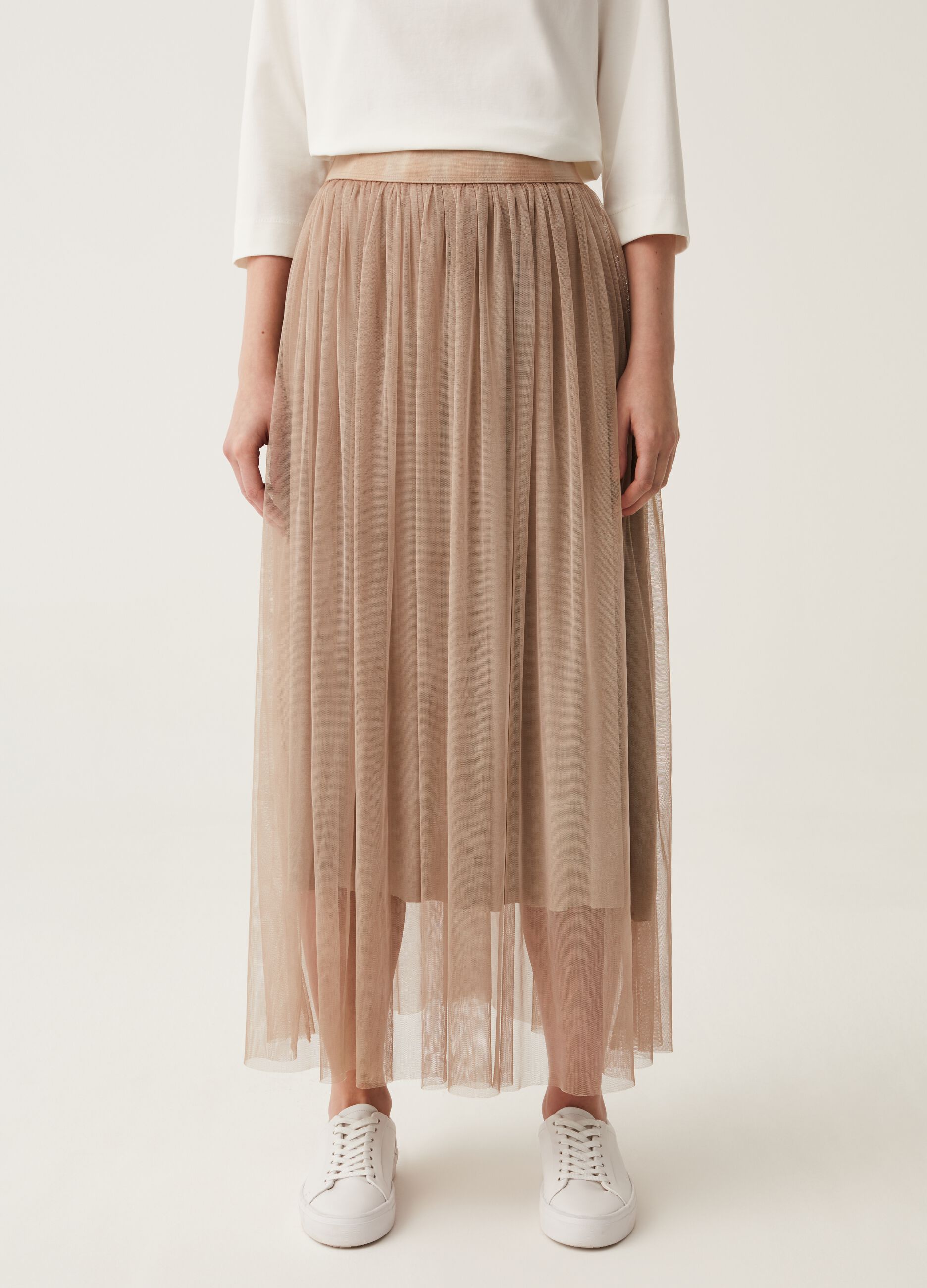 Gonna lunga in tulle plissé Hybrid_1