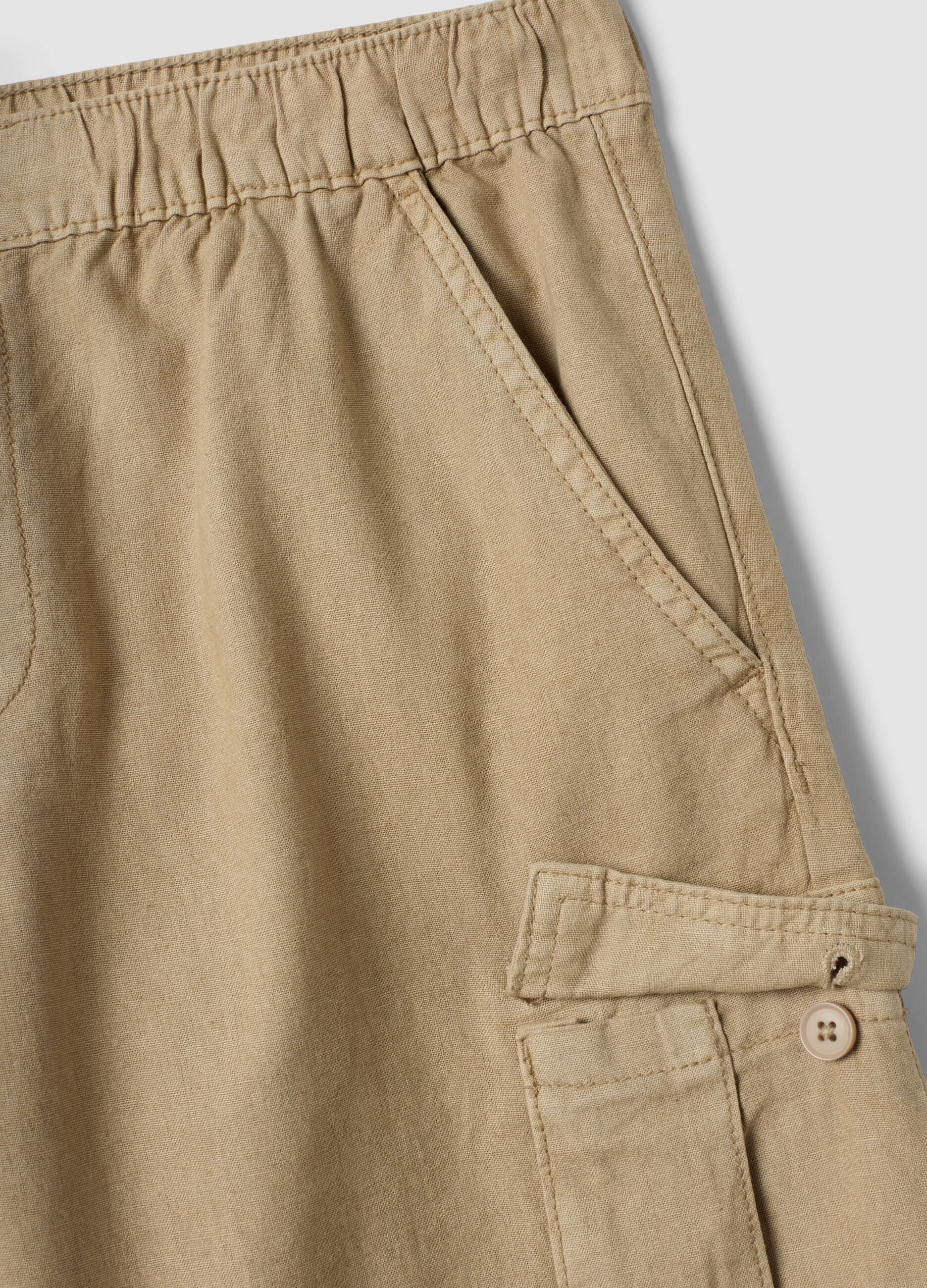 Beige linen-blend cargo Bermuda shorts