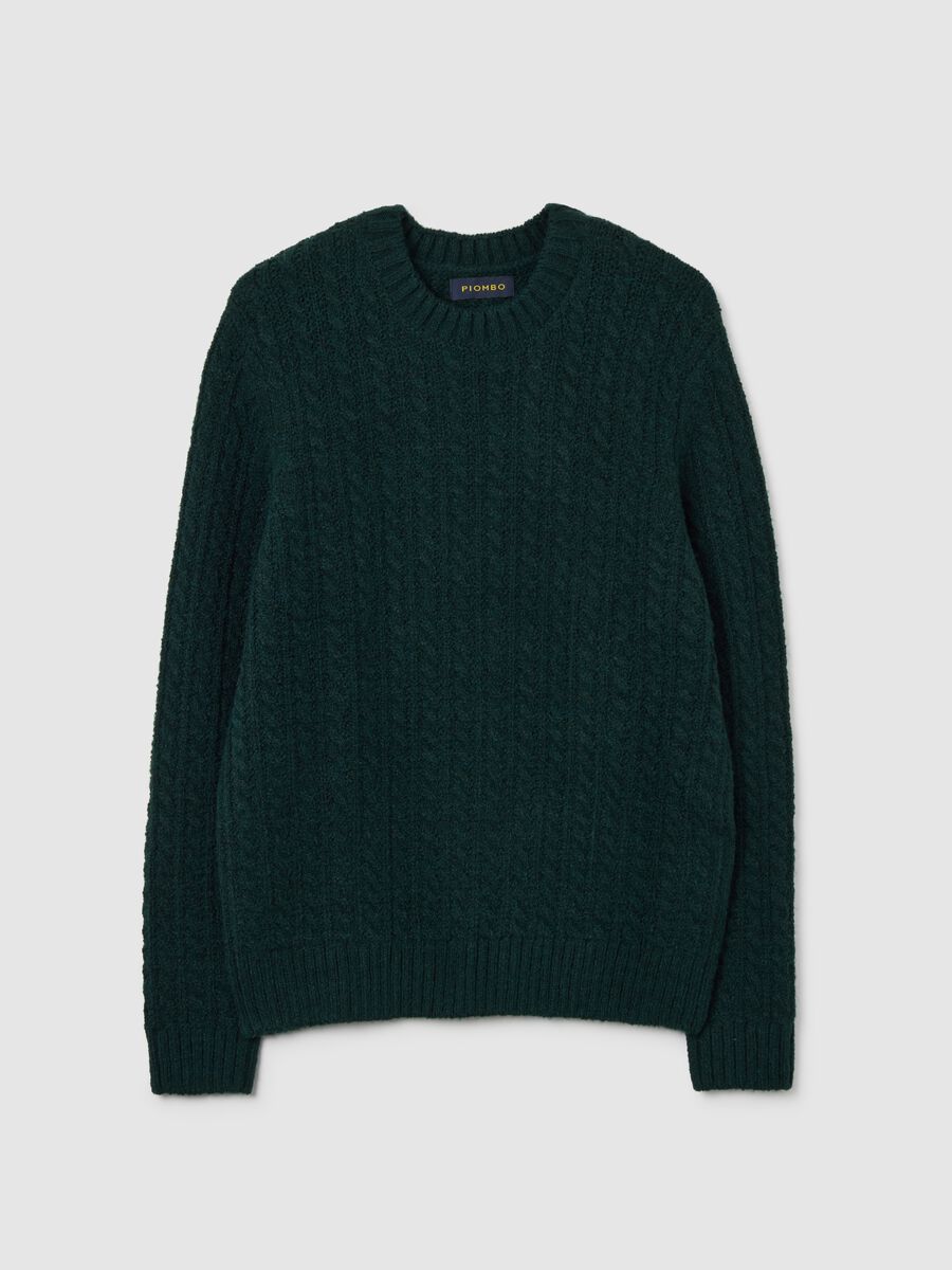 Green Crew Neck Sweater with Regular Fit Jacquard Pattern_4