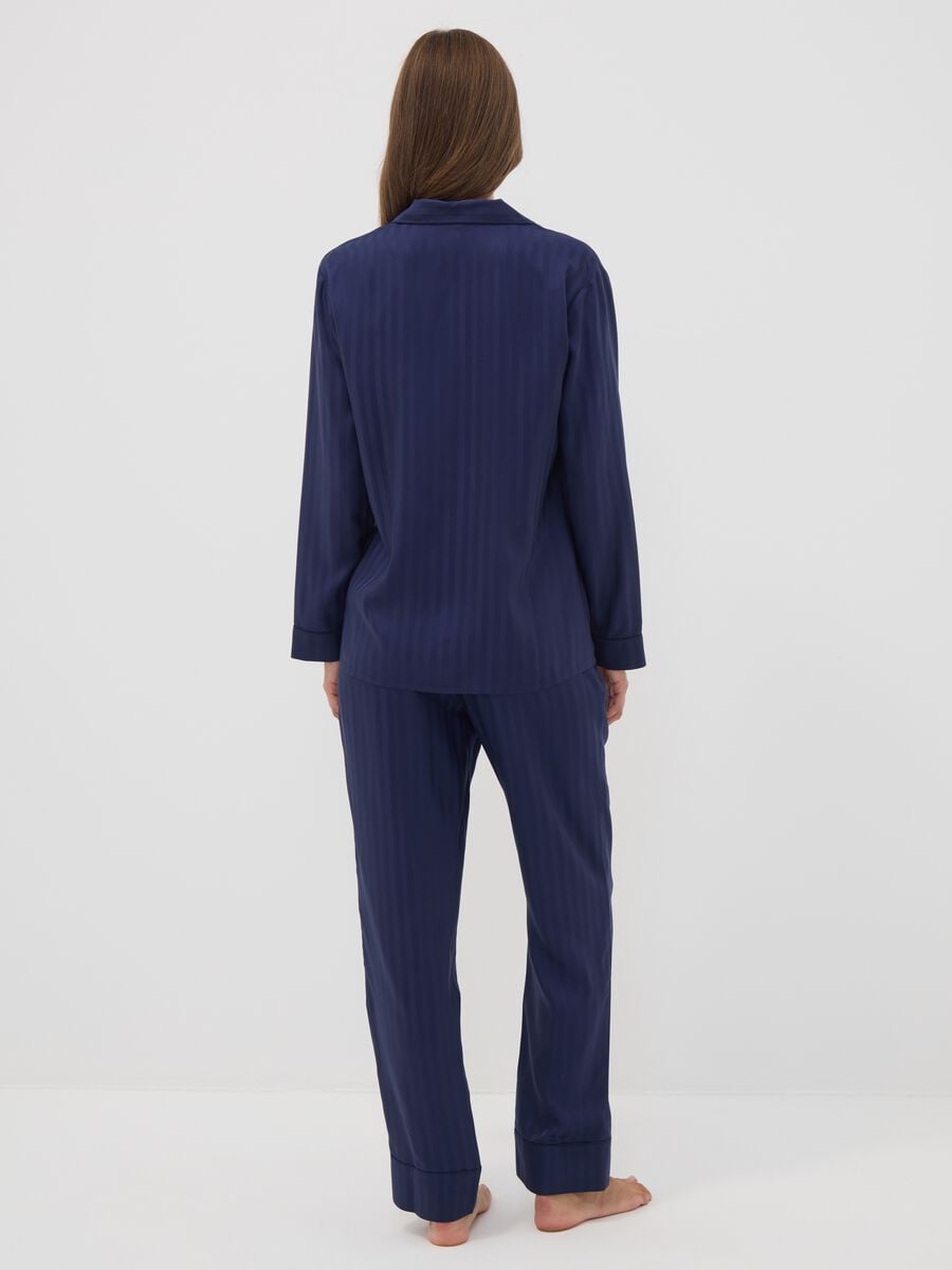 Blue pure viscose pyjama set with V-neck_3