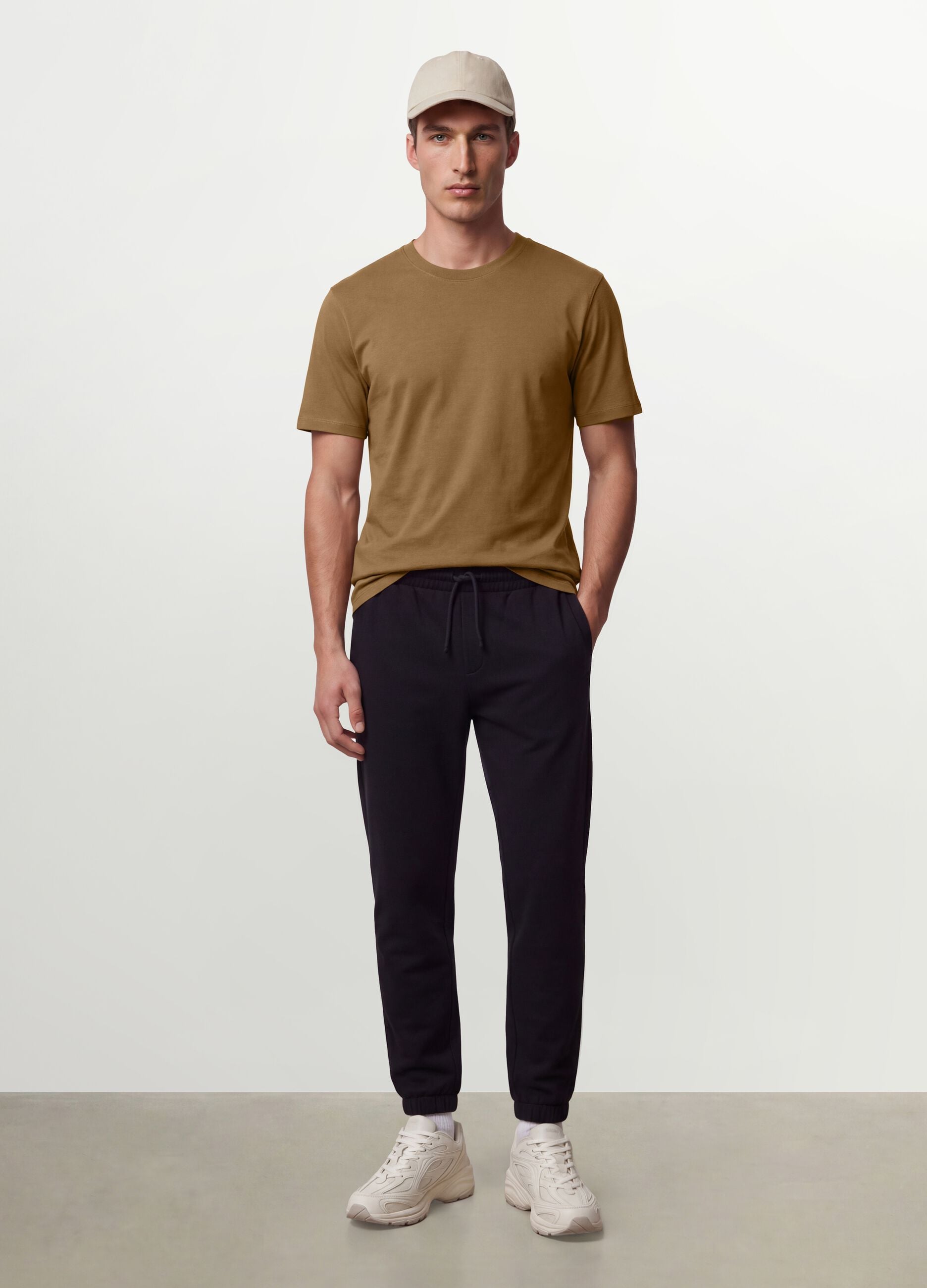 Brown pure organic cotton jersey T-shirt, regular fit