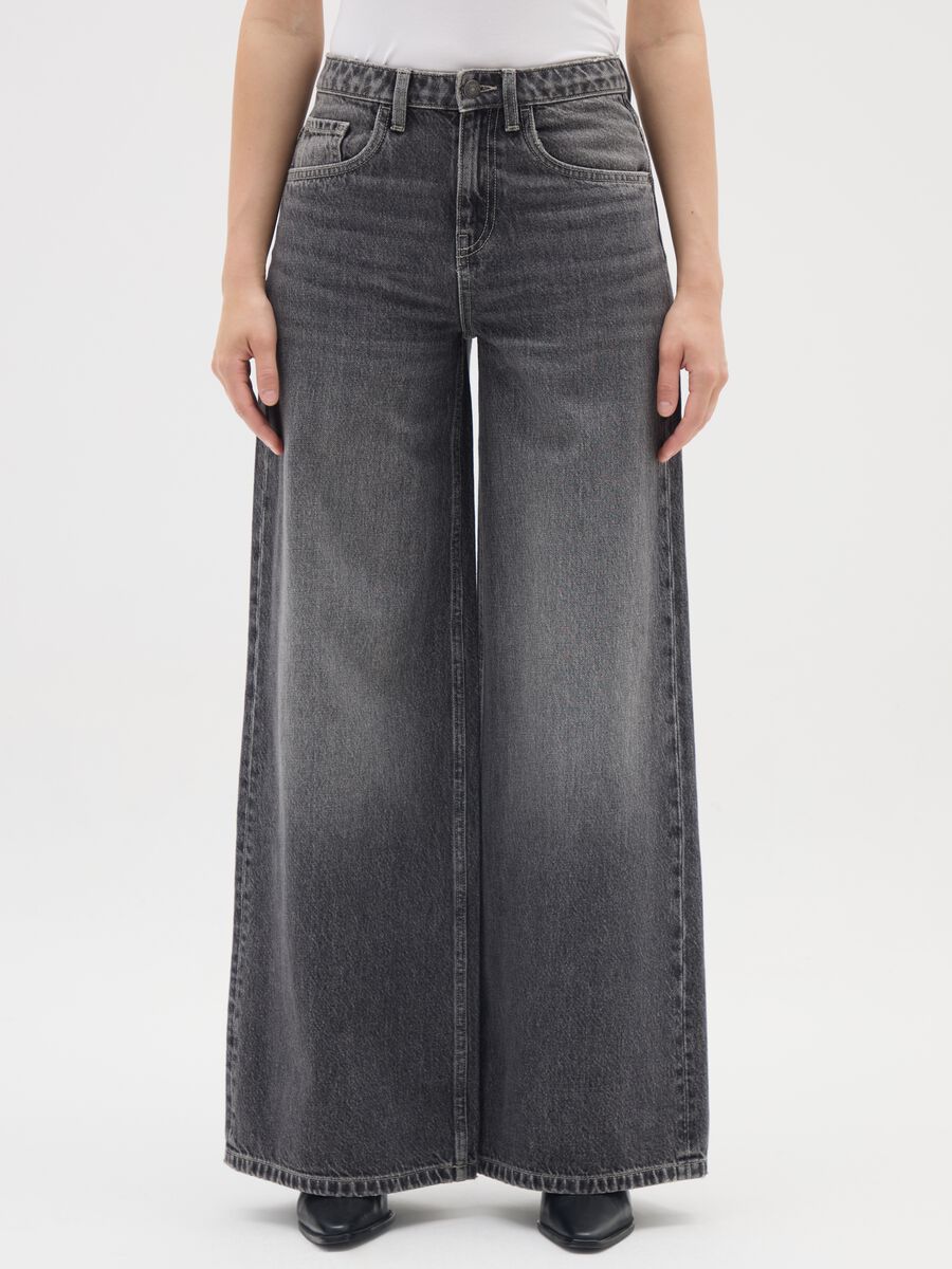 Wide-leg grey cotton trousers_1