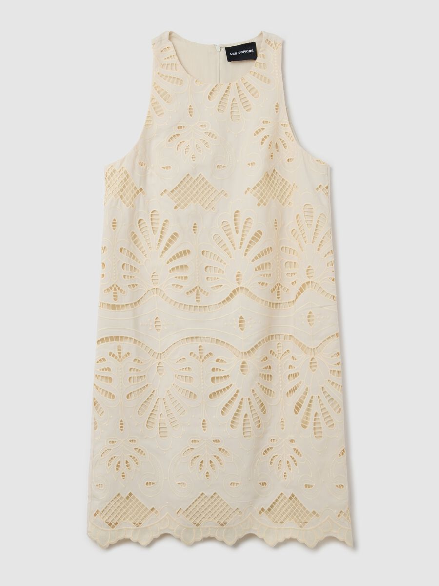Beige lace-effect sleeveless dress_4