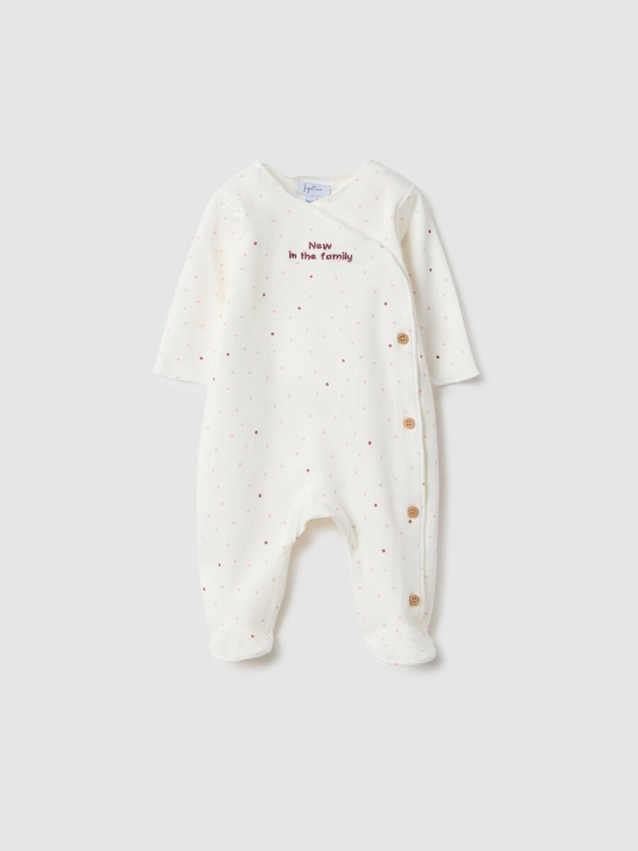 White pure cotton baby girl bodysuit with polka dots, regular fit_0