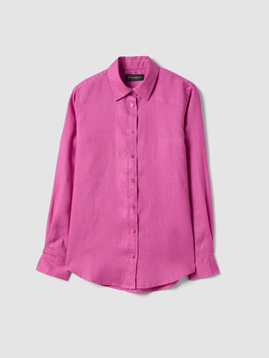 Pink Pure Linen Regular Fit Shirt_0