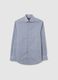 Blue stretch cotton blend poplin shirt_4