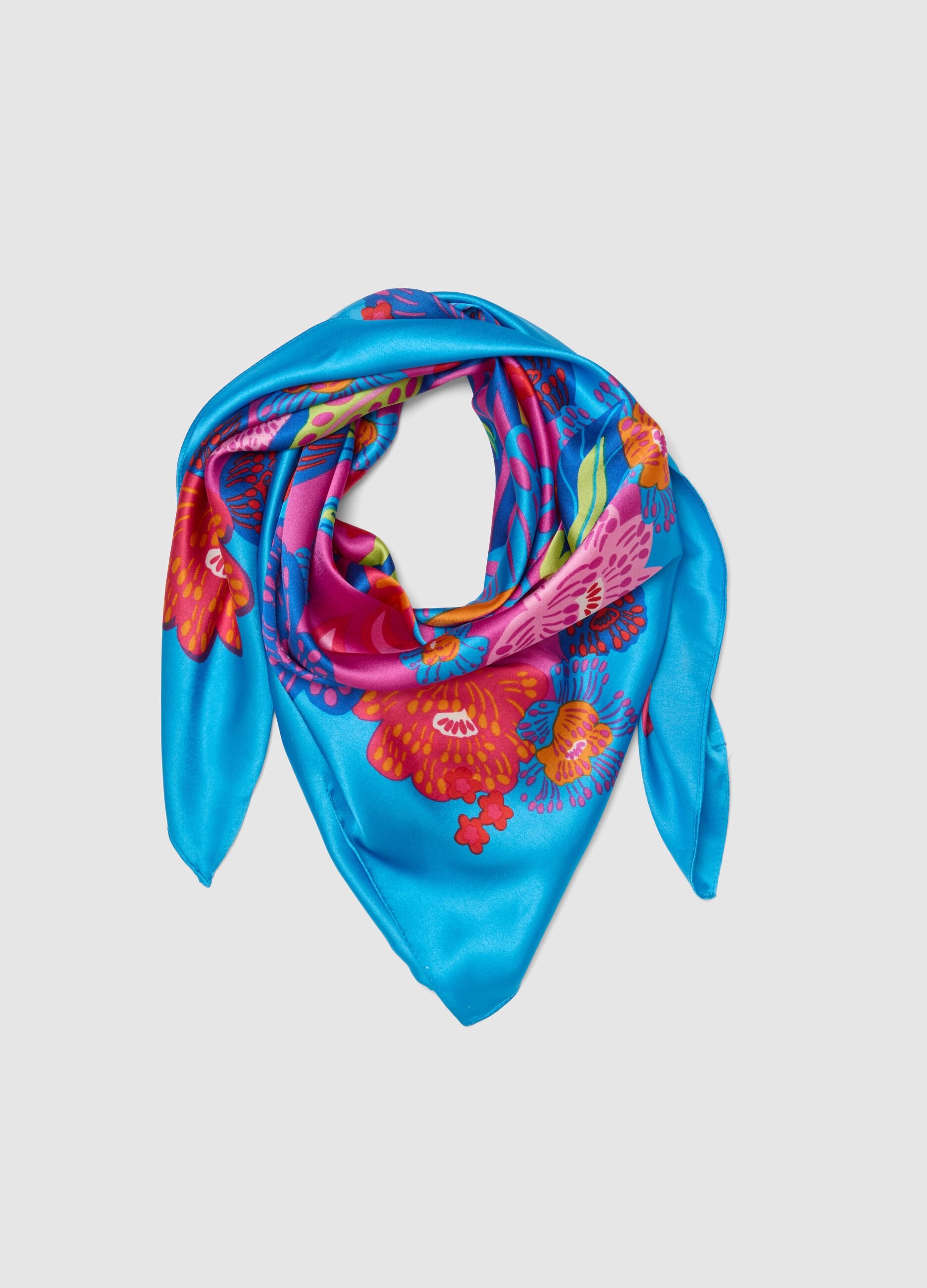 Foulard leggero multicolor con stampa floreale
