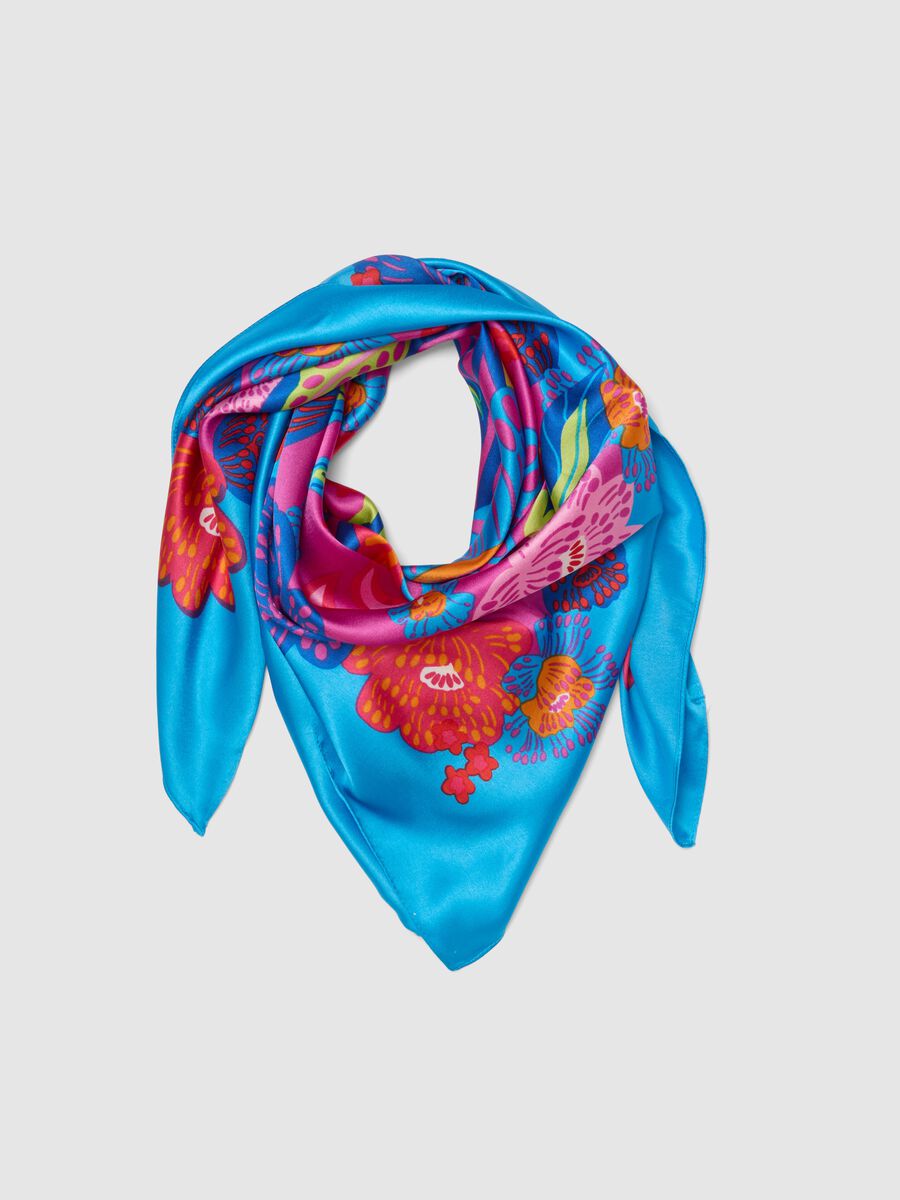 Foulard leggero multicolor con stampa floreale_0