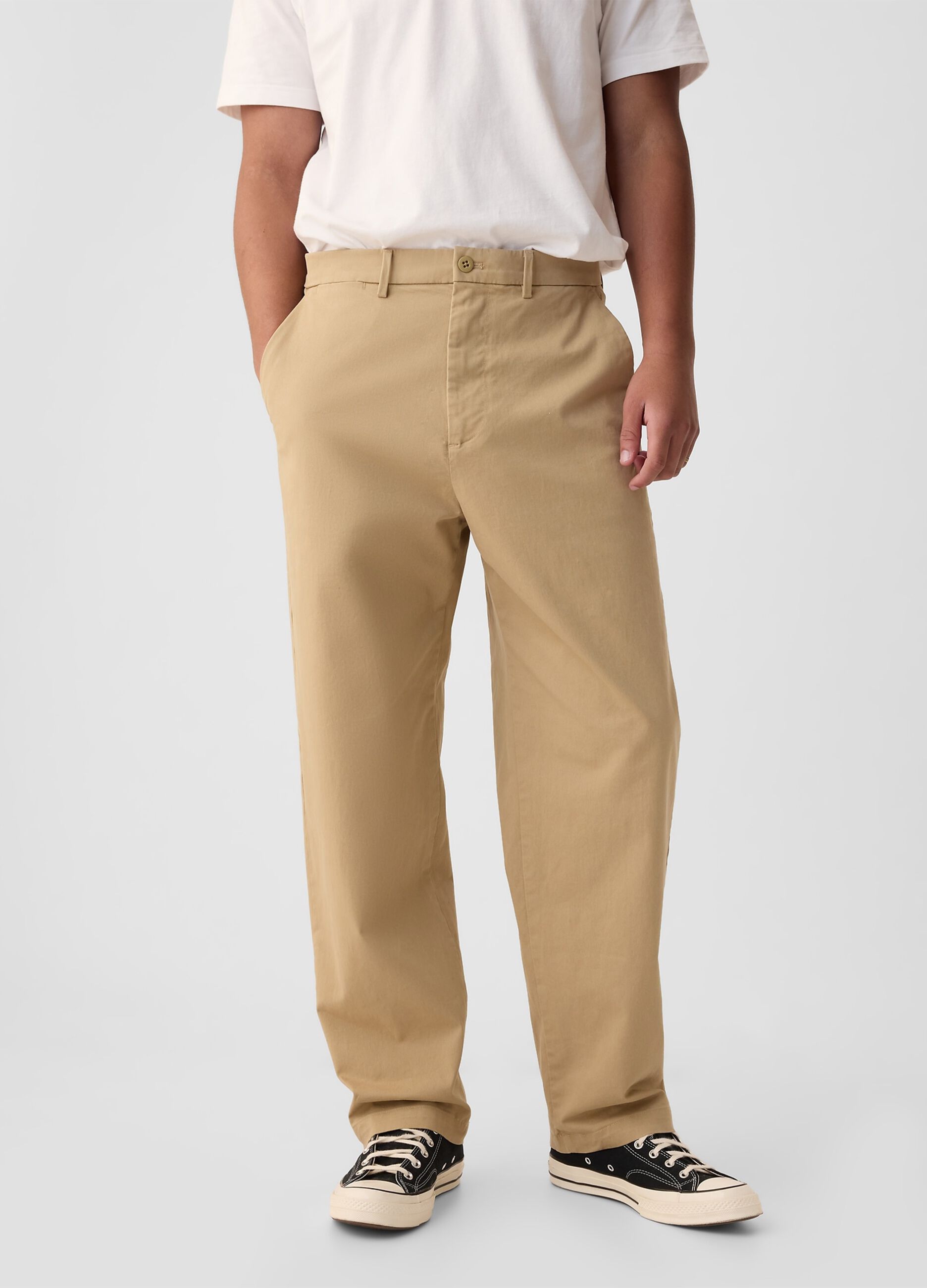 Pantalone baggy fit in cotone stretch