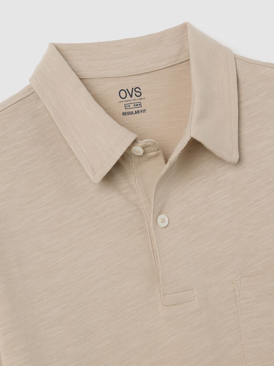 Men's Beige Pure Cotton Polo Regular Fit_5
