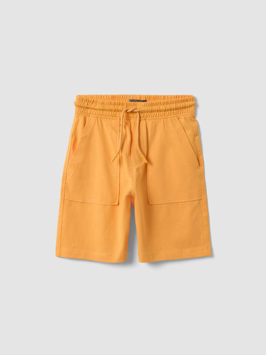 Orange organic cotton shorts with elasticated waistband_0